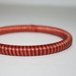 Beautiful hot pink and orange thread wrapped bangle bracelet 7"